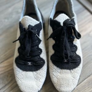 CHANEL knit womens sneakers